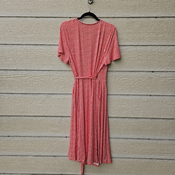 Boden Cassia red and white polka dot jersey knit midi wrap dress size 12 - Picture 2 of 8